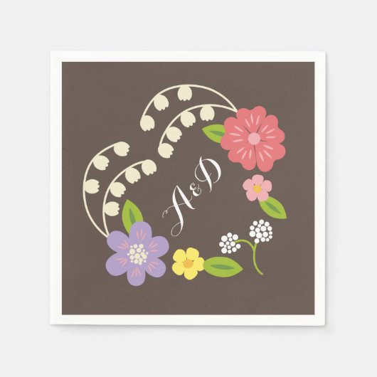 Serviette En Papier Boho Rustic Floral Mariage (Devant)