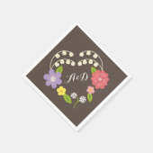 Serviette En Papier Boho Rustic Floral Mariage (Coin)