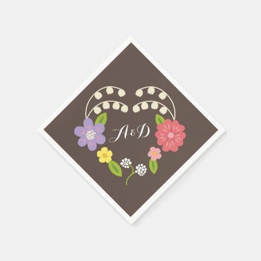 Serviette En Papier Boho Rustic Floral Mariage (Coin)
