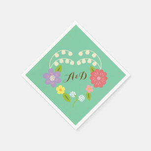 Serviette En Papier Boho Rustic Floral Wreath Mariage (Monnaie)