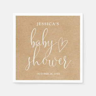 Serviette En Papier Boho Rustic Kraft Baby shower neutre pour les femm