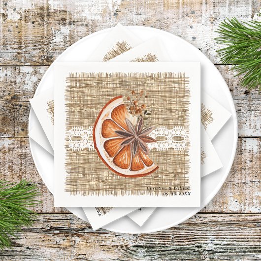 Serviette En Papier Boho Rustic Winter Holiday Botanical Mariage