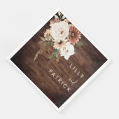 Serviette En Papier Boho Rustic Wood Floral Mariage Réception (Coin)