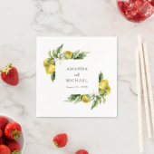 Serviette En Papier Boho rustique Aquarelle Citrons Citrus Mariage (En situation)