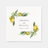Serviette En Papier Boho rustique Aquarelle Citrons Citrus Mariage (Devant)