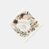 Serviette En Papier Boho Rustique Automne Automne Floral Folial Mariag (Coin)