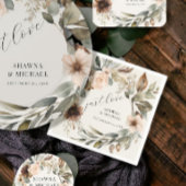 Serviette En Papier Boho Rustique Automne Automne Floral Folial Mariag