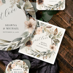 Serviette En Papier Boho Rustique Automne Automne Floral Folial Mariag