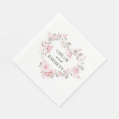 Serviette En Papier Boho Rustique Blush rose Floral Coeur botanique (Coin)