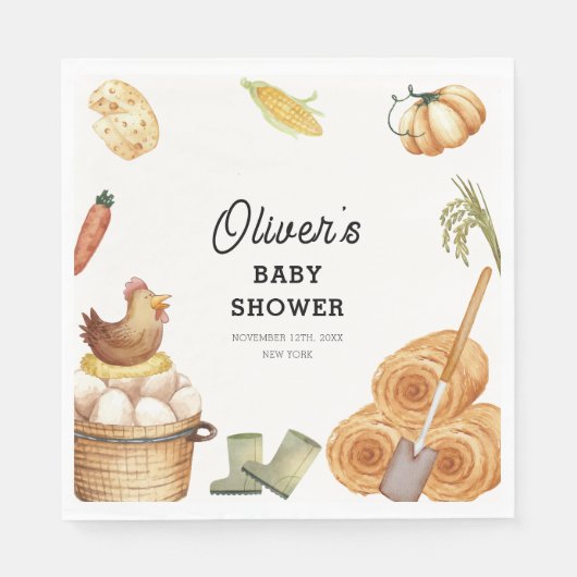 Serviette En Papier Boho Rustique Cultivé Localement Baby shower De Po (Devant)