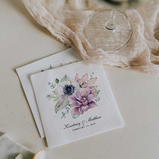 Serviette En Papier Boho Rustique Fleur de Succulent Aquarelle