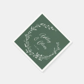 Serviette En Papier Boho Rustique Fleur sauvage vert foncé Mariage flo (Coin)