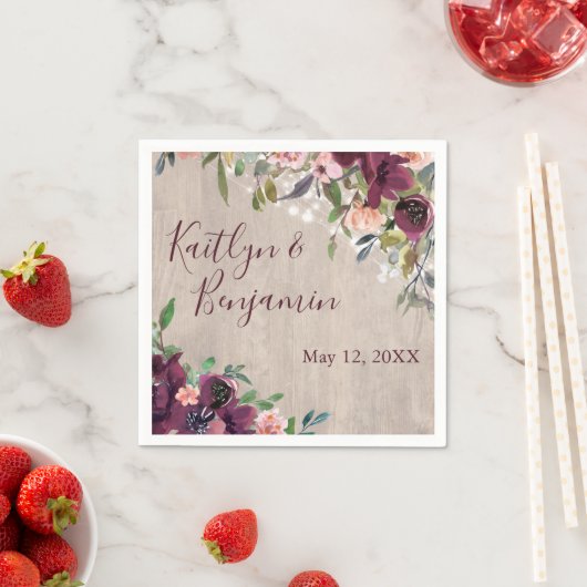 Serviette En Papier Boho Rustique Lumières Florales Mariage polyvalent (En situation)