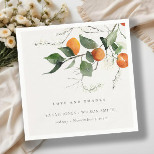 Serviette En Papier Boho rustique Mariage botanique en fleurs orange