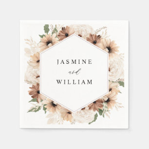 Serviette En Papier Boho rustique Neutre Nom Floral Napkins