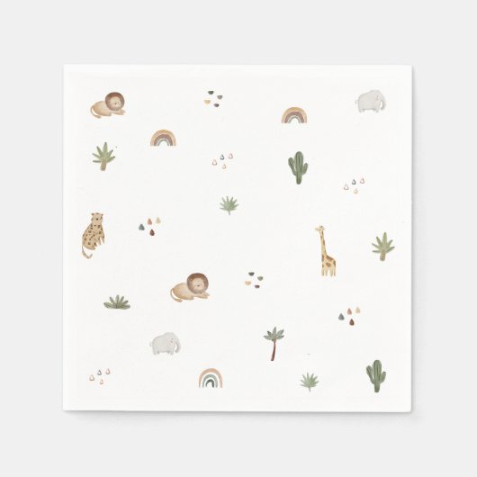 Serviette En Papier Boho Safari Jungle Animaux serviettes (Devant)