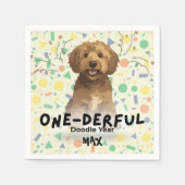 Serviette En Papier Boho Sage Green Goldendoodle First Birthday Party  (Devant)