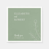 Serviette En Papier Boho Sage Vert Mariage Élégant Minimal Simple (Devant)