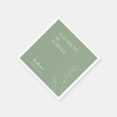 Serviette En Papier Boho Sage Vert Mariage Élégant Minimal Simple (Coin)