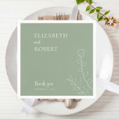 Serviette En Papier Boho Sage Vert Mariage Élégant Minimal Simple