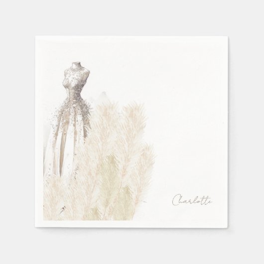 Serviette En Papier Boho Script Mariage robe Fête des mariées Cocktail (Devant)