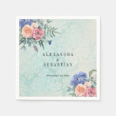 Serviette En Papier Boho Shabby Chic Fleurs Vert Rustique Mariage (Devant)