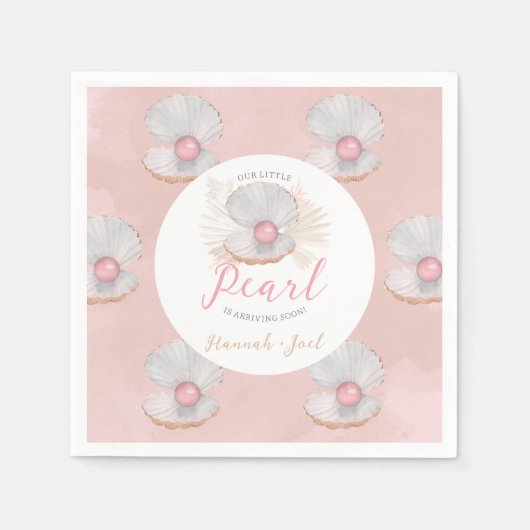 Serviette En Papier Boho Shell rose Pearl Baby shower de l'océan (Devant)