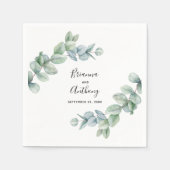 Serviette En Papier Boho simple Aquarelle Eucalyptus Mariage de verdur (Devant)