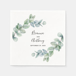 Serviette En Papier Boho simple Aquarelle Eucalyptus Mariage de verdur