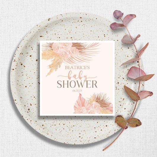 Serviette En Papier Boho Soft Rose Floral Baby shower
