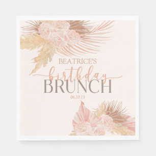 Serviette En Papier Boho Soft Rose Floral Fleur Anniversaire Brunch Pa
