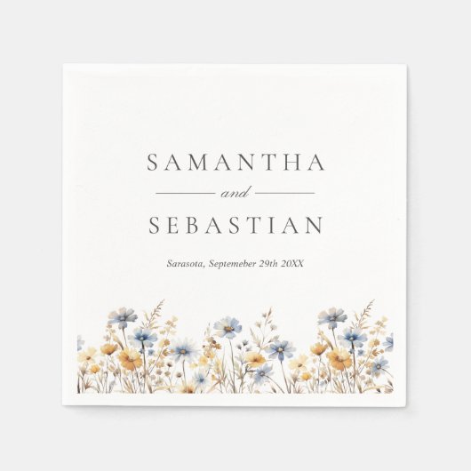 Serviette En Papier Boho Spring Fleur sauvage Meadow Botanogram (Devant)