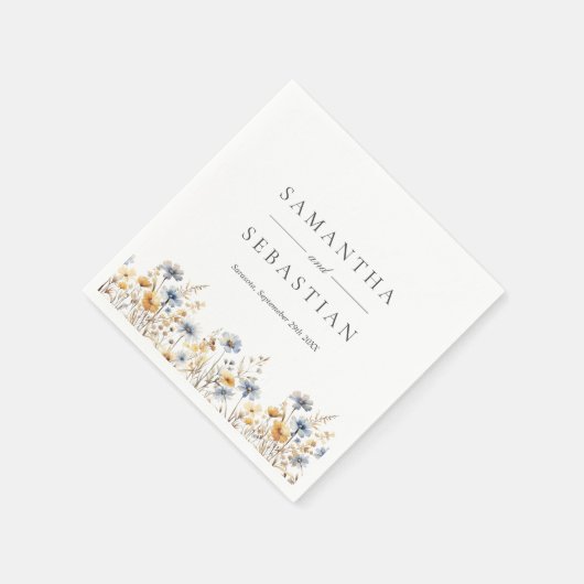 Serviette En Papier Boho Spring Fleur sauvage Meadow Botanogram (Coin)