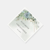 Serviette En Papier Boho Succulents eucalyptus cadre or mariage (Coin)