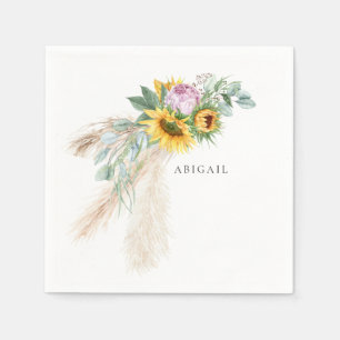 Serviette En Papier Boho Sunflowers & Pies Roses Douche personnalisée