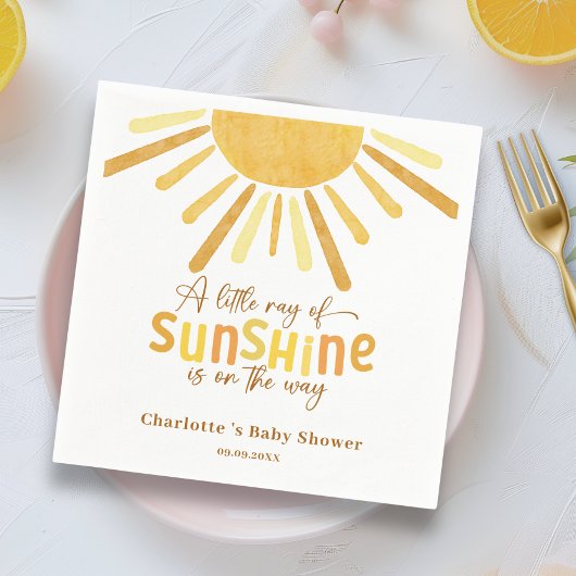 Serviette En Papier Boho Sunshine Baby shower jaune