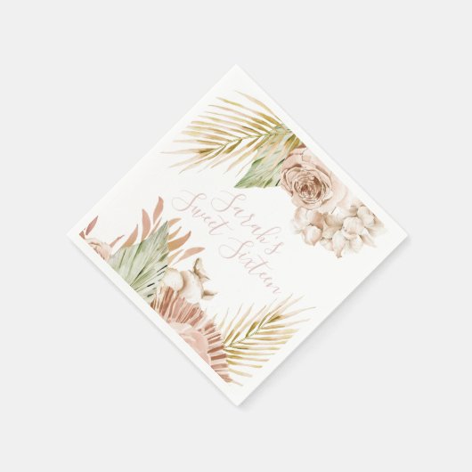 Serviette En Papier Boho Sweet 16 Fleurs séchées d'anniversaire (Coin)