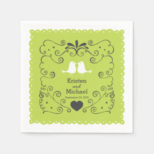 Serviette En Papier Boho Swirls, Curls, une bannière & Lovebirds Maria