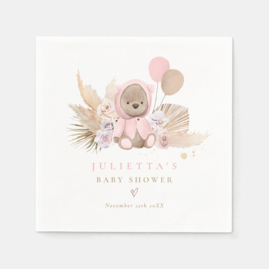Serviette En Papier Boho Teddy Bear Baby shower Décorations serviettes (Devant)