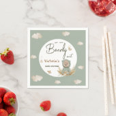 Serviette En Papier Boho Teddy Bear Baby shower vert neutre (En situation)