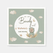 Serviette En Papier Boho Teddy Bear Baby shower vert neutre (Devant)