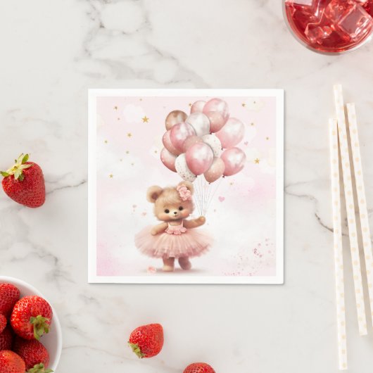 Serviette En Papier Boho Teddy Bear Bearly Wait Pink Girl Baby shower (En situation)