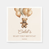 Serviette En Papier Boho Teddy Bear Beary Première fête d'anniversaire (Devant)