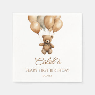 Serviette En Papier Boho Teddy Bear Beary Première fête d'anniversaire