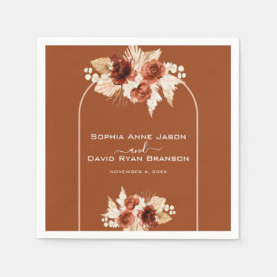 Serviette En Papier Boho Terracotta Arch Pampas Grass Mariage Floral