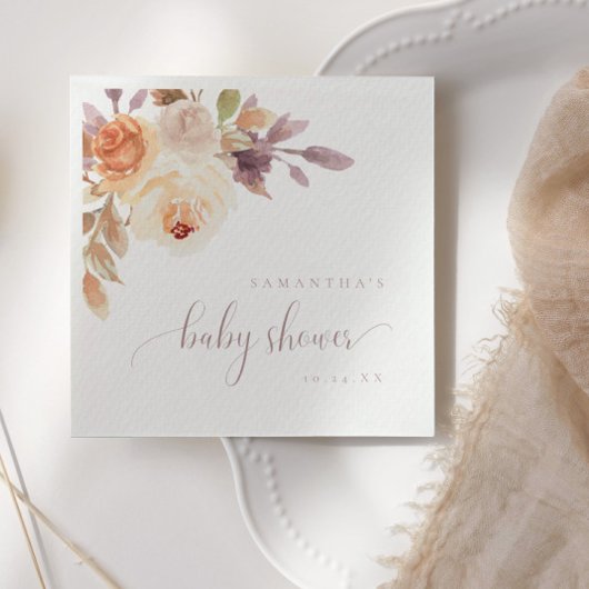 Serviette En Papier Boho Terracotta Baby shower Floral Papier Napkin