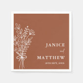 Serviette En Papier Boho Terracotta brûlé Orange Rustique Mariage (Devant)