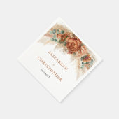 Serviette En Papier Boho terracotta et pampas bordeaux mariage en cuiv (Coin)