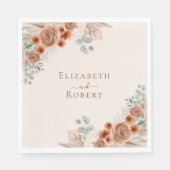 Serviette En Papier Boho Terracotta Floral Pampas Mariage (Devant)