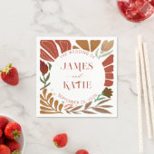 Serviette En Papier Boho Terracotta moderne Rétro Mariage Floral (En situation)